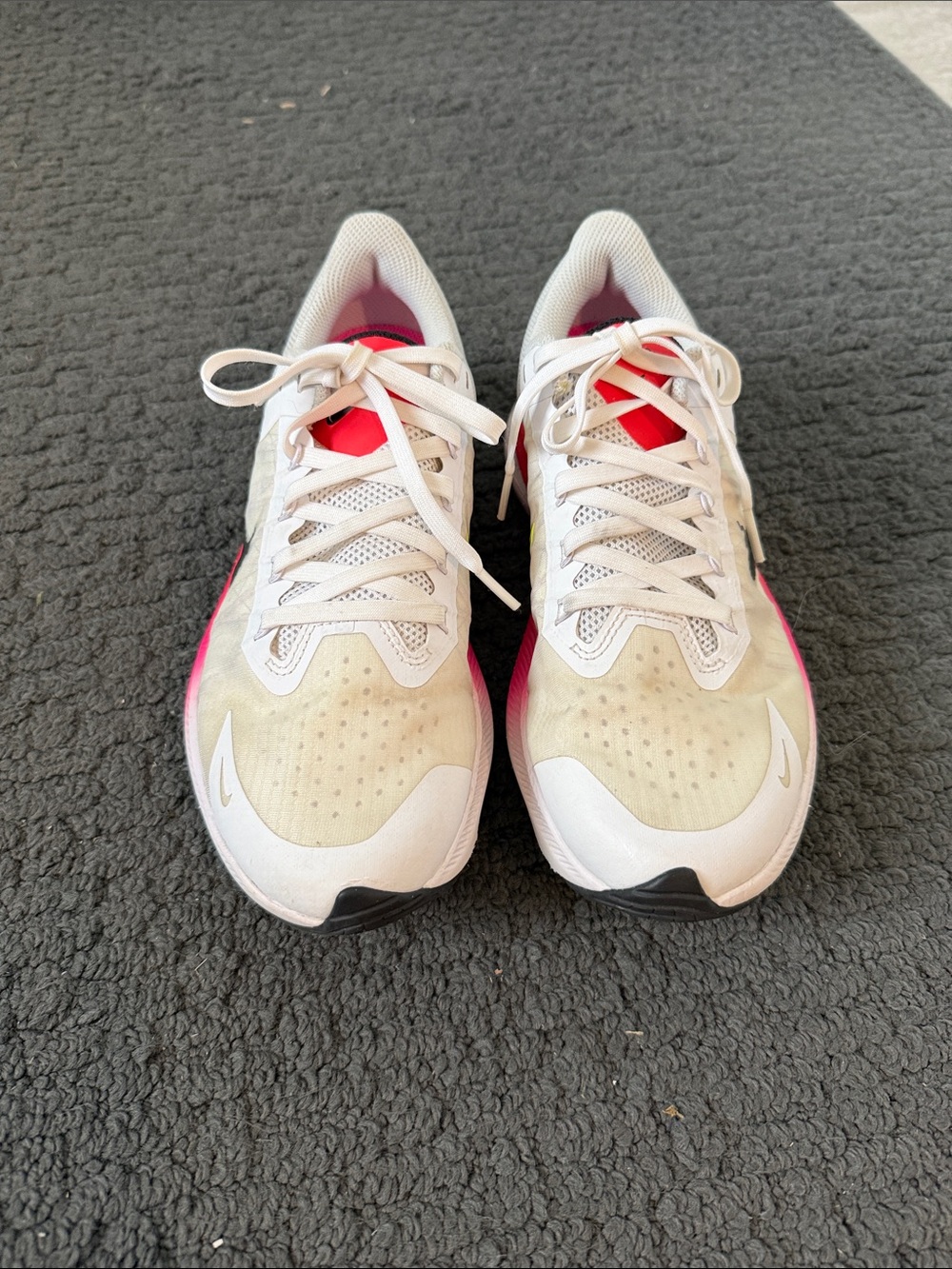 Nike Women’s Zoom Winflo White, Pink & Neon Yellow Running Shoes 7.5